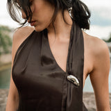 Twany Brown Asymmetrical Top With Pants