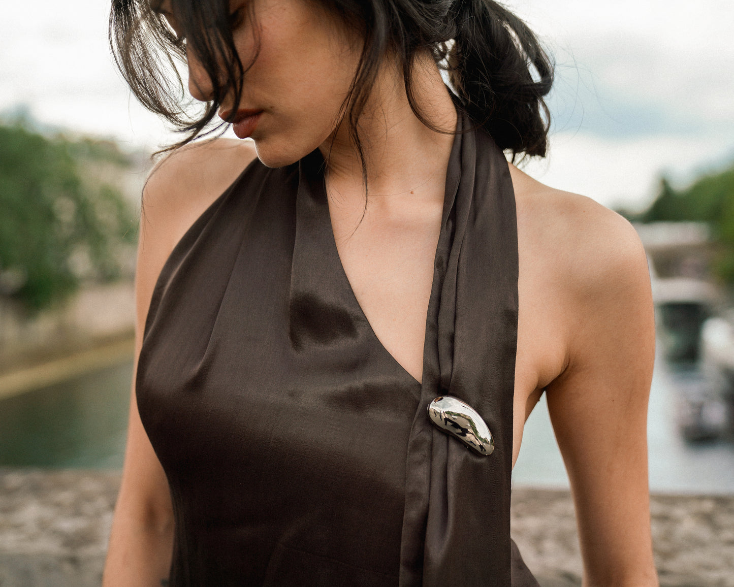 Twany Brown Asymmetrical Top With Pants