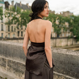 Twany Brown Asymmetrical Top With Pants