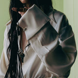 Cream Deep Neck Shirt