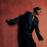 Evening Blue Satin Blouse