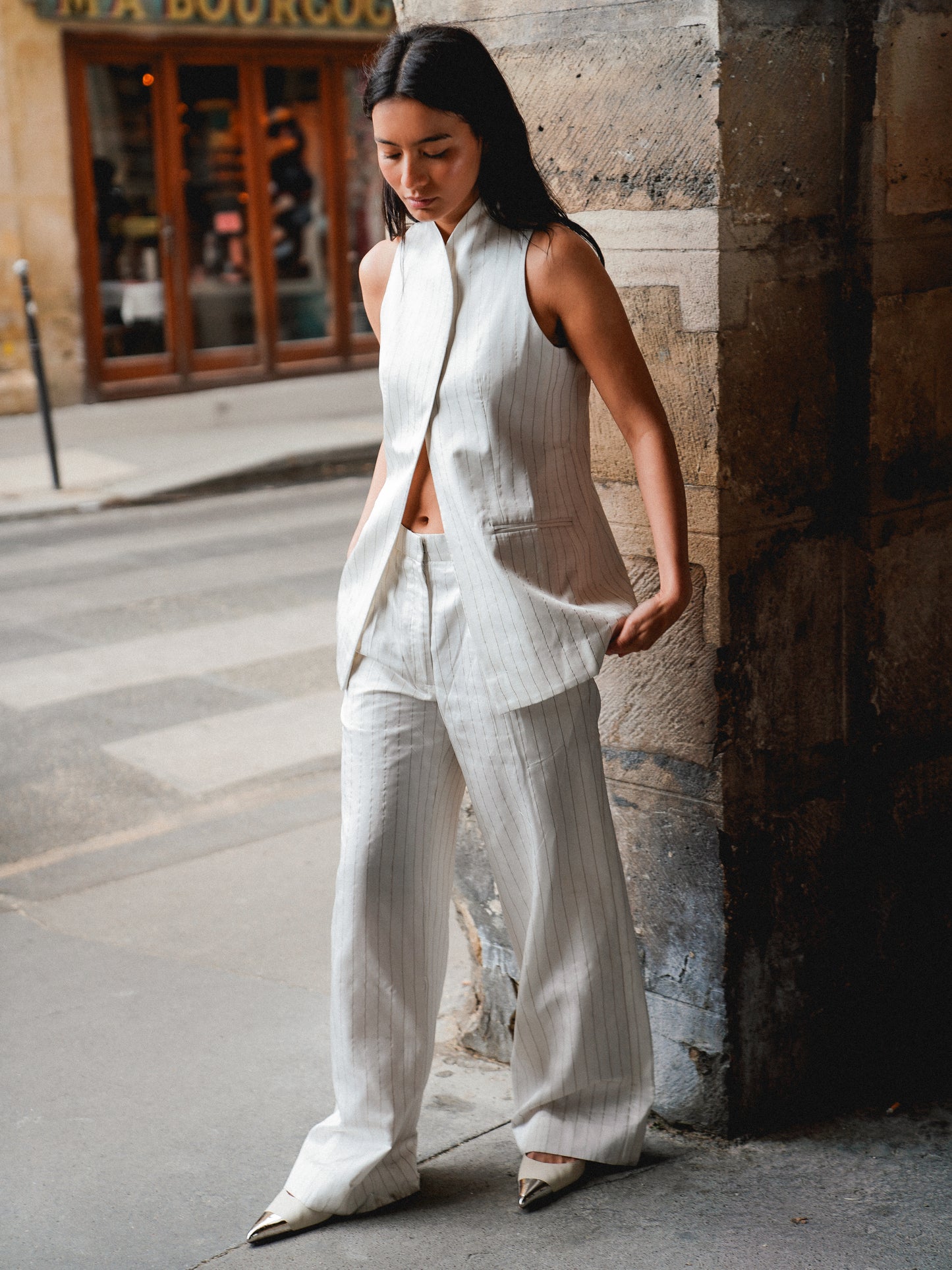 Whisper White Pinstripe Vest & Pants