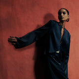 Evening Blue Satin Blouse