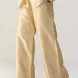 Ivory Organza Blazer & Tiger Print Barel Pants Set
