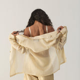 Ivory Organza Blazer & Tiger Print Barel Pants Set