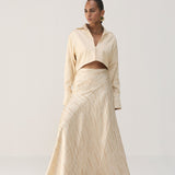 Cream Bias Skirt With Shirt