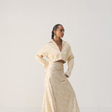 Cream Bias Skirt With Shirt