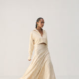 Cream Bias Skirt With Shirt