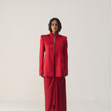 Savvy Red Funnel Jacket and Skirt