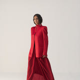 Savvy Red Funnel Jacket and Skirt