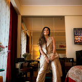 Cream Gold Double Breasted Set