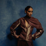 Bordeaux Brown Handwoven Croc Jacket