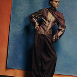 Bordeaux Brown Handwoven Croc Jacket