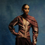 Bordeaux Brown Handwoven Croc Jacket