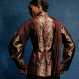 Bordeaux Brown Handwoven Croc Jacket