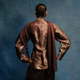 Bordeaux Brown Handwoven Croc Jacket