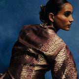 Bordeaux Brown Handwoven Croc Jacket