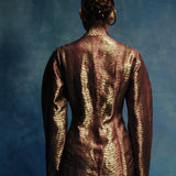 Bordeaux Brown Handwoven Croc Jacket