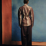 Bordeaux Brown Handwoven Croc Jacket