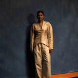 Ivory Gold Handwoven Croc Jacket
