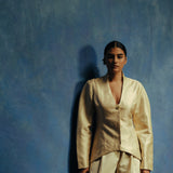 Ivory Gold Handwoven Croc Jacket