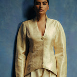 Ivory Gold Handwoven Croc Jacket
