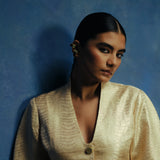 Ivory Gold Handwoven Croc Jacket