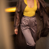 Tender Yellow Scoop Neck Bodysuit & High Rise Flowy Pants