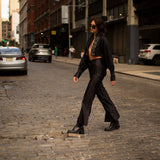 Black Iris Cropped Trench & Sleek Pants