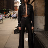 Black Iris Cropped Trench & Sleek Pants