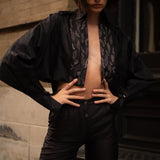 Black Iris Cropped Trench & Sleek Pants