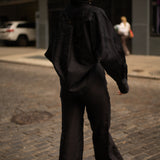 Black Iris Cropped Trench & Sleek Pants