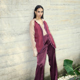Plum Pinstripe Double Layered Vest & Pants