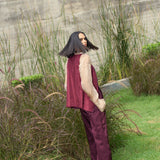 Plum Pinstripe Double Layered Vest & Pants