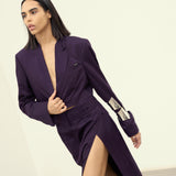 Aubergine Gleam Cropped Blazer & Slit Skirt