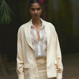Butter Cream Shawl Collar Jacket & Pencil Skirt