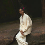 Butter Cream Shawl Collar Jacket & Pencil Skirt