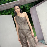 Brown Granite Pinstripe Top & Pants