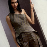 Brown Granite Pinstripe Top & Pants