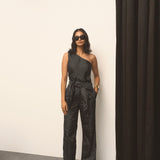 Blackened Pinstripe Top & Pants