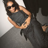 Blackened Pinstripe Top & Pants