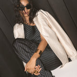 Blackened Pinstripe Top & Pants