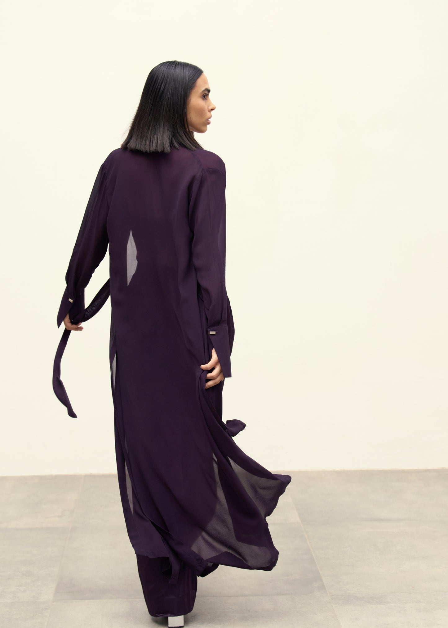 Aubergine Gleam Georgette Top & Pants