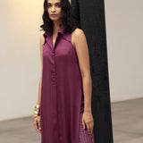 Plum Long Shirt & Pinstripe Pants