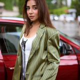 Prajakta Koli x Pinstriped Green Set