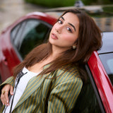 Prajakta Koli x Pinstriped Green Set