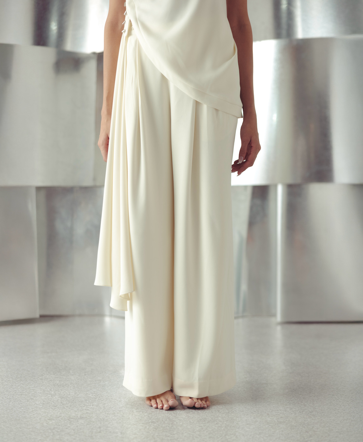 Anitque White Crepe Trousers