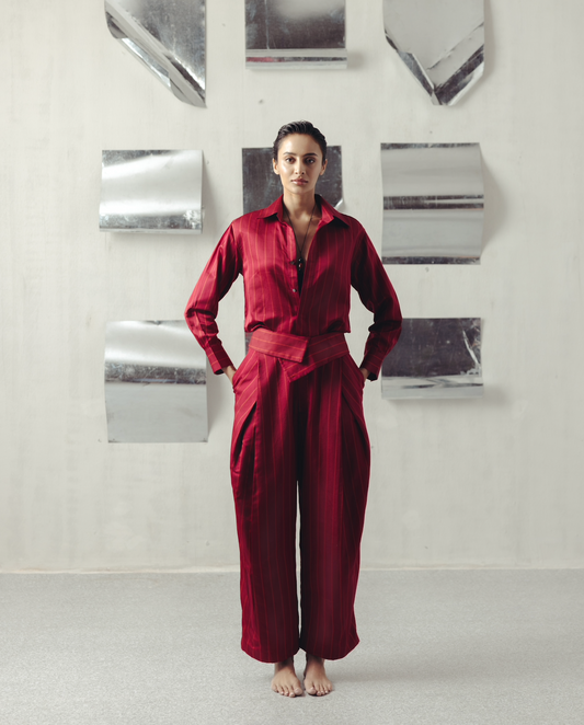 Jester Red Pinstripe Flap Pants