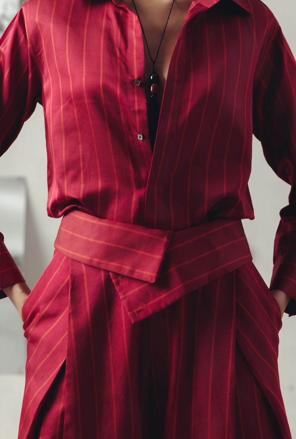Jester Red Pinstripe Flap Pants