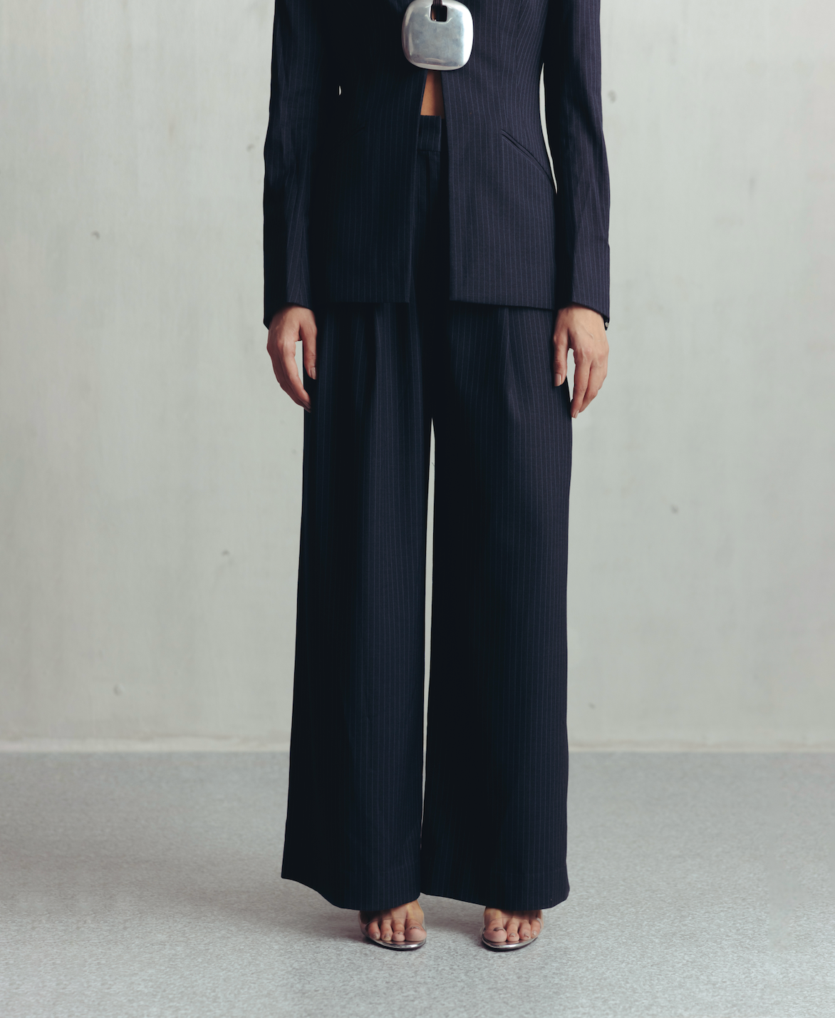 Gray Contours Pinstripe Trousers